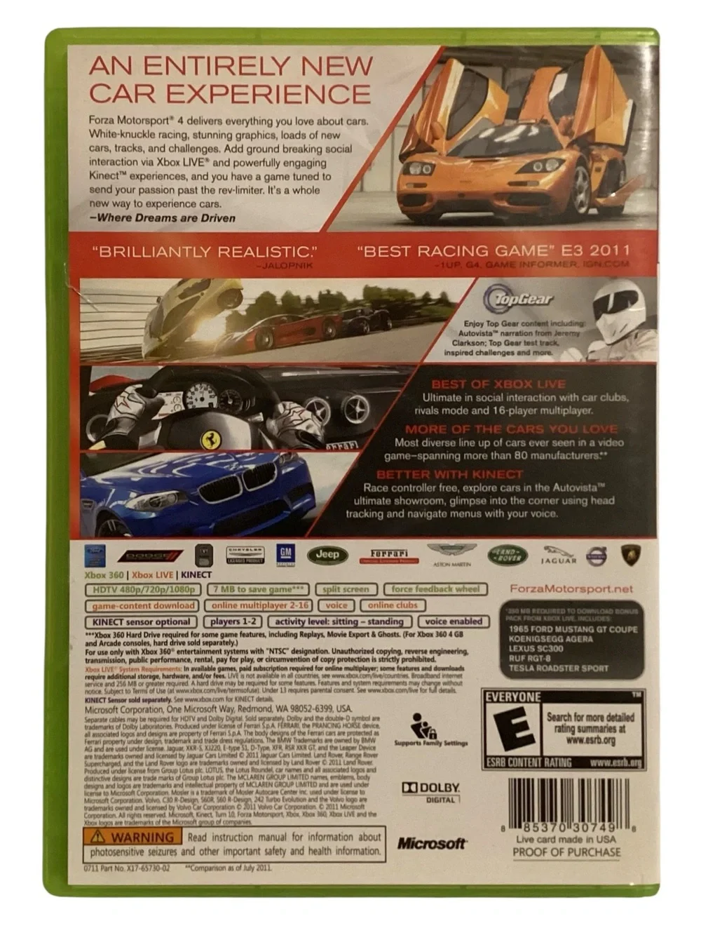 Forza Motorsport 4 Microsoft Xbox 360 Video Game - Complete